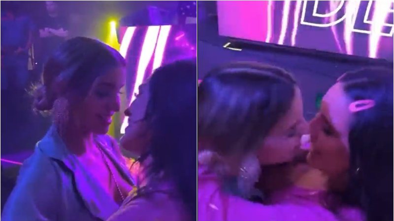 Após levar fora na Farofa da Gkay, atriz consegue beijo de ex-BBB na festa de Virgínia; veja vídeo