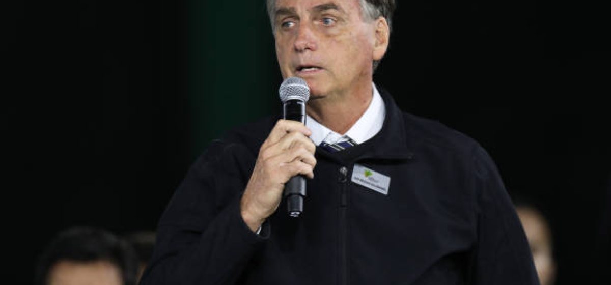 SAO PAULO, BRAZIL - JULY 25: President of Brazil Jair Bolsonaro speaks during the opening day of Global Agribusiness Forum 2022 on July 25, 2022 in Sao Paulo, Brazil. (Photo by Rodrigo Paiva/Getty Images)